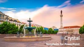  Presentation with airport lisbon - Colorful slide set enhanced with lisbon portugal at rossio square backdrop and a coral colored foreground