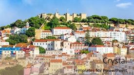  Presentation with washington dc city skyline - Slide set consisting of lisbon portugal city skyline towards background and a coral colored foreground