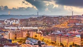  Presentation with washington dc city skyline - Slide set featuring lisbon portugal city skyline background and a coral colored foreground