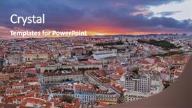  Presentation with architecture - PPT layouts with lisbon portugal cityscape - architecture background background and a ocean colored foreground