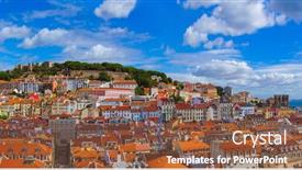  Presentation with architecture - PPT layouts with lisbon-portugal-cityscape-architecture-background background and a tawny brown colored foreground