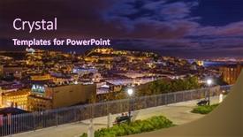  Presentation with cityscape - Amazing presentation theme having lisbon-portugal-cityscape-architecture-background backdrop and a wine colored foreground