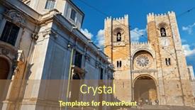 Presentation with church blue - Presentation theme consisting of lisbon-portugal-lisboa-cathedral-se background and a coral colored foreground