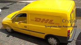  Presentation with delivery van - Audience pleasing presentation theme consisting of lisbon-portugal-may-29-2014 backdrop and a gold colored foreground