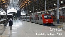  Presentation with train railway - Beautiful slide set featuring lisbon-portugal-may-9-2017 backdrop and a gray colored foreground