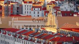  Presentation with city buildings - PPT theme with lisbon-portugal-red-roofs background and a coral colored foreground