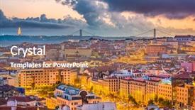  Presentation with skyline - Cool new slides with lisbon portugal skyline after sunset backdrop and a coral colored foreground