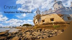  Presentation with tide - Slide deck enhanced with lisbon-portugal-tower-belem background and a light blue colored foreground