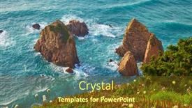  Presentation with green blue waves - PPT layouts with lisbon-sintra-portugal-ursa-beach background and a  colored foreground