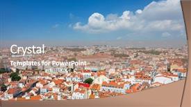  Presentation with roof - Slide deck with lisbon view of the city background and a  colored foreground