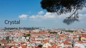  Presentation with roof - Presentation theme enhanced with lisbon view of the city background and a light blue colored foreground