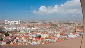  Presentation with roof - Slide deck having lisbon view of the city background and a gray colored foreground