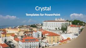  Presentation with rain on roof top - Beautiful PPT theme featuring lisbon view of the city backdrop and a teal colored foreground