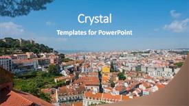  Presentation with roof - Beautiful PPT layouts featuring lisbon view of the city backdrop and a teal colored foreground