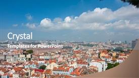  Presentation with rain on roof top - Audience pleasing slide set consisting of lisbon view of the city backdrop and a light blue colored foreground