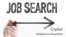  Presentation with job search - PPT theme consisting of list challenge solutions - hand with marker writing background and a white colored foreground