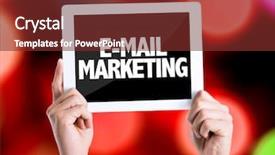  Presentation with contents marketing - Presentation design having list challenge solutions - tablet pc with text e-mail background and a  colored foreground