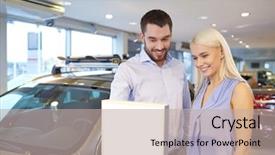  Presentation with car buying - Slide deck featuring list features - auto business car sale consumerism background and a mint green colored foreground