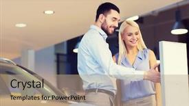  Presentation with car buying - Cool new PPT theme with list features - auto business car sale consumerism backdrop and a coral colored foreground