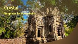  Presentation with world heritage - Theme having list in 1992 ancient khmer background and a tawny brown colored foreground
