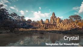  Presentation with world history - Audience pleasing slide deck consisting of list in 1992 ancient khmer backdrop and a dark gray colored foreground