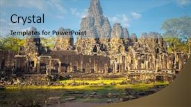  Presentation with khmer - Amazing slide deck having list in 1992 ancient khmer backdrop and a light blue colored foreground