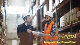  Presentation with order - Colorful slide deck enhanced with list in aisle between tall backdrop and a tawny brown colored foreground