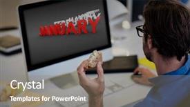  Presentation with computer - Amazing slides having list of months against high backdrop and a gray colored foreground