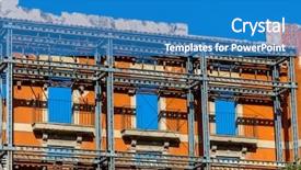  Presentation with house building - Presentation theme consisting of listbuild - facade of a house that background and a teal colored foreground