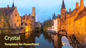  Presentation with canal - Presentation theme consisting of listbuilding - historic medieval buildings along background and a tawny brown colored foreground