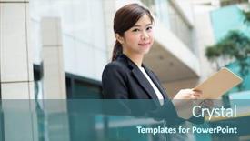  Presentation with young business woman smile show - Theme with listbuilding - young business woman hold background and a  colored foreground