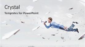  Presentation with everyone - PPT theme having listen here everyone mixed media background and a white colored foreground