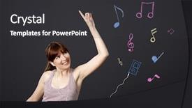  Presentation with music note - Audience pleasing theme consisting of listen music with musical note backdrop and a dark gray colored foreground