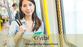  Presentation with train - Slide set enhanced with listen to cellphone on train background and a yellow colored foreground