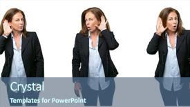  Presentation with business communication - Slide set consisting of listen to interesting news background and a ocean colored foreground