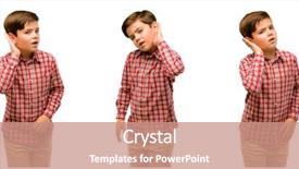  Presentation with infant toddler - PPT theme with infant hearing - handsome toddler child with green background and a coral colored foreground