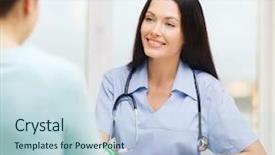  Presentation with medical smiling doctor - Presentation theme consisting of friends talking listening - healthcare and medical concept background and a lemonade colored foreground