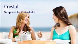  Presentation with shells beach summer holiday - Slide set with friends talking listening - summer holidays and vacation background and a sky blue colored foreground