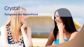  Presentation with holidays - Slide set with friends talking listening - summer holidays and vacation background and a  colored foreground