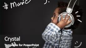  Presentation with african american baby - Slides featuring listening and recording baby song background and a dark gray colored foreground