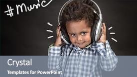  Presentation with african american baby - Cool new presentation theme with listening and recording baby song backdrop and a light blue colored foreground