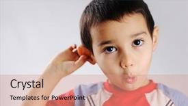  Presentation with hear - PPT theme with listening ear - do you hear that background and a coral colored foreground