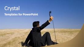  Presentation with listening - Presentation theme enhanced with listening god - businessman trying to listen background and a teal colored foreground