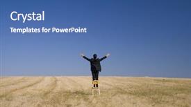  Presentation with person looking out in nature - Colorful PPT theme enhanced with listening god - businessmen looking high to embrace backdrop and a ocean colored foreground