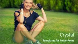  Presentation with young healthy people - Amazing presentation design having listening music and meditating sportive backdrop and a tawny brown colored foreground