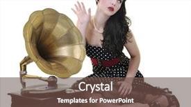  Presentation with gramophone - Cool new PPT theme with listening music on old gramophone backdrop and a tawny brown colored foreground