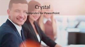  Presentation with teachers working around a table - PPT theme with listening people - businesspeople having meeting around table background and a  colored foreground