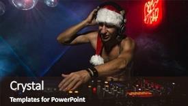  Presentation with santa - Slides enhanced with listening people - dj santa mixing up some background and a wine colored foreground