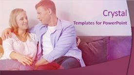  Presentation with couple - Cool new presentation theme with listening people - loving mid adult couple sitting backdrop and a  colored foreground