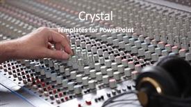  Presentation with recording studio mixing console - Slide set consisting of listening slide - hand on mixer background and a gray colored foreground